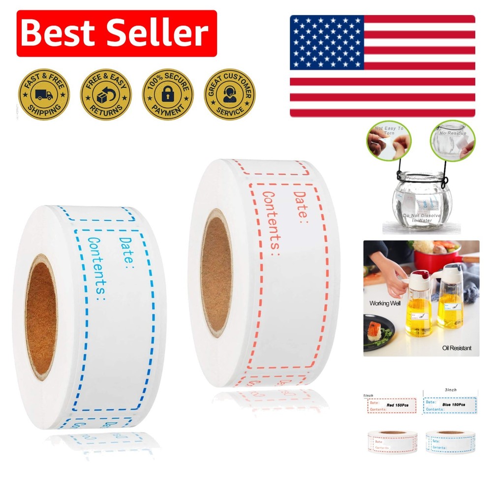 1×3 Inch Food Storage Labels (300pcs) – Waterproof & Easy Clean, Dual Colors