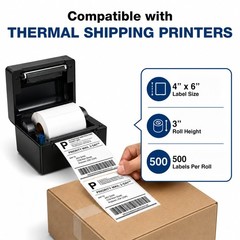 4×6 Thermal Shipping Labels Direct Thermal 500 Labels Roll Strong Adhesive BPAF