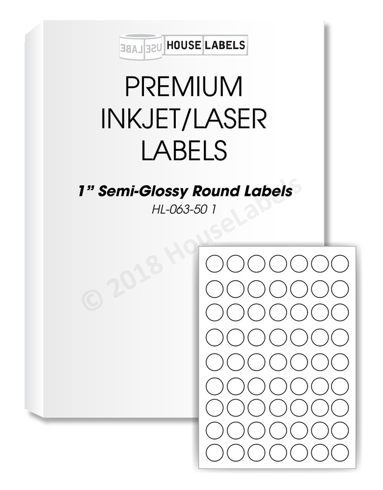 18,900 labels (300 sheets) 1” inch Circle Round White Glossy Finish
