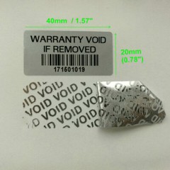 1000 WARRANTY VOID IF REMOVED Tamper Proof Security Sticker with serial number
