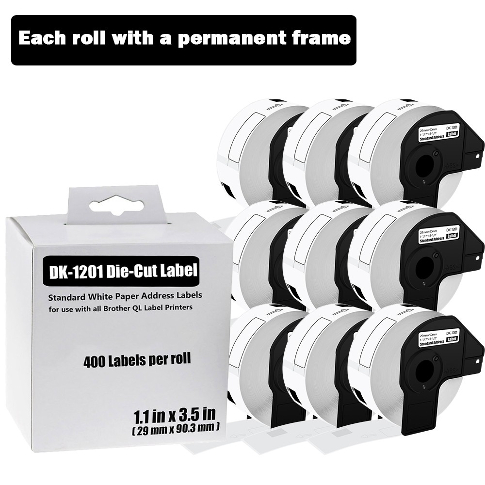 9Rolls 29mmx90mm DK-1201 Shipping Label Fit for Brother QL-810W QL-820NWB