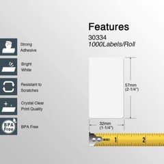 57mm x 32mm 1000 Labels Per Roll 2-1/4″ 1-1/4″ for Dymo LW 450 DUO 30334