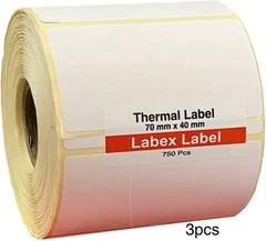 2,250pcs 70x40mm Blank White Thermal Label,Printer Barcoe Label 3Roll x750pcs