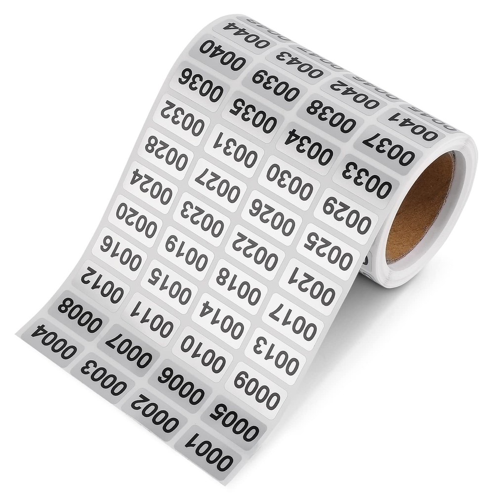 0001-2100 Consecutive Inventory Number Stickers Self Adhesive Labels for Storage