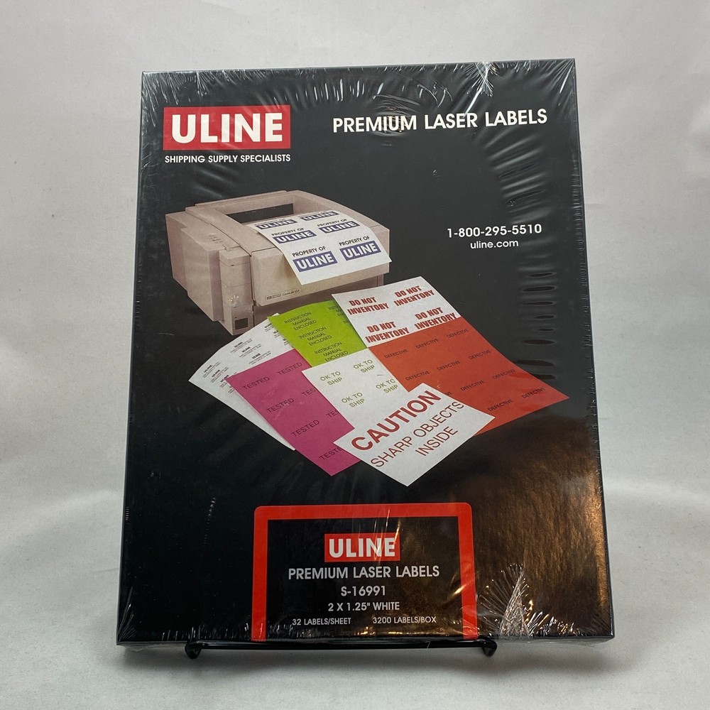U-LINE Premium Laser Labels S-16991 White 2 x 1.25″ 100 Sheets 3200 Labels