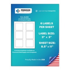 150 Premium 3″ x 3″ square stickers / Labels – with bleed – 6 per sheet
