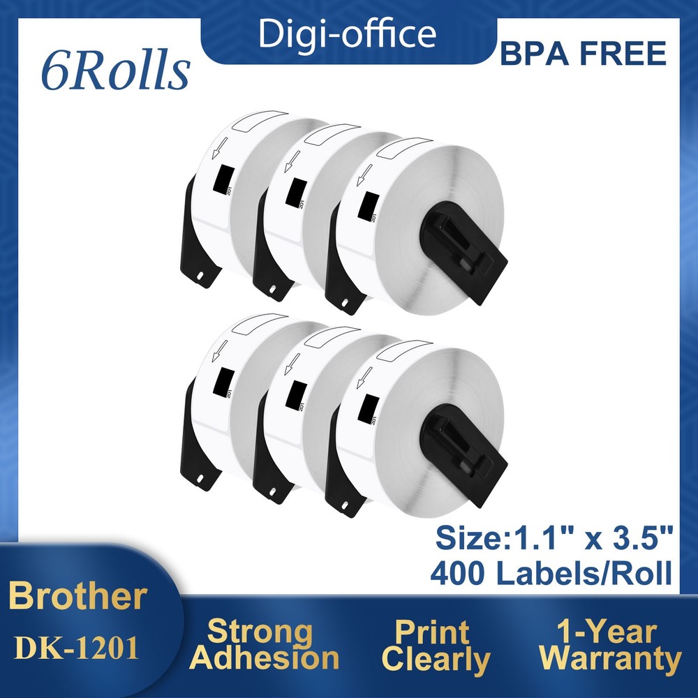 6Rolls Replace for Brother DK-1201 1.1″ x 3.5″ Address Label QL Label Printer