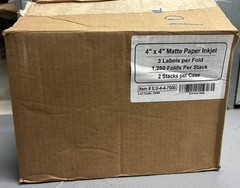 2,500 Labels 4” X 4” Matte Paper Inkjet. 3 Labels Per Fold, 1,250 Folds Stack