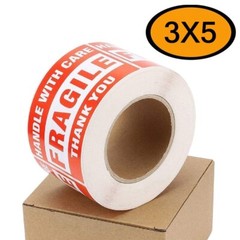 Fragile Stickers 3×5 HANDLE WITH CARE Mail Warning Shipping labels 500 per Roll