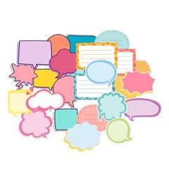 Colorful Blank Thought & Speech Bubble Sticker Labels for Scrapbooking,Planne…