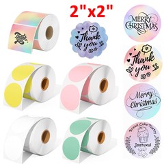 2″ Circle Square Direct Thermal Labels Self-Adhesive DIY Round Sticker for Zebra