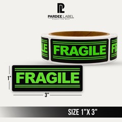 Fragile Stickers Neon Green 1×3 Shipping Warning Labels 250/Roll