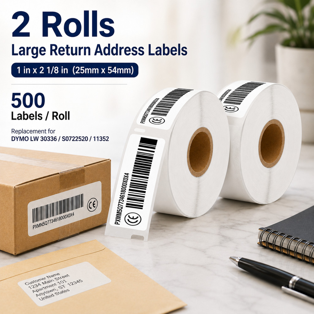 DYMO 30336 Compatible Thermal Address Label 1″ x 2-1/8″ 500 Labels/Roll 2Rolls