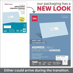Office Depot Inkjet/Laser Labels 250 Sheets 7500 White 1″x2-5/8″ Avery 8460 5160