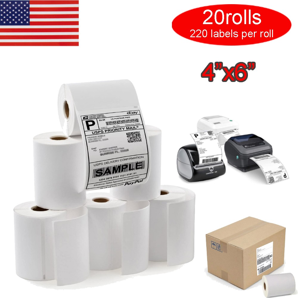 20Rolls 4×6 Thermal Shipping Labels 220/Roll 1744907 Compatible Dymo 4XL Printer