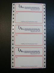 Printed Continuous Stickers, 2000 Custom Mailing Shipping Labels, 4 x 3 pinfeed