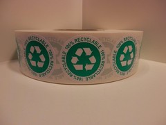 100% RECYCLABLE 1 3/4″ circle Sticker Label white background 250/rl