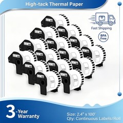 15Rolls 2.4″x100′ Continuous Paper Tape DK-2205 for Brother QL Label Printer