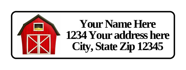 400 Red Barn Personalized Return Address Labels 1/2 inch by 1 3/4 inch