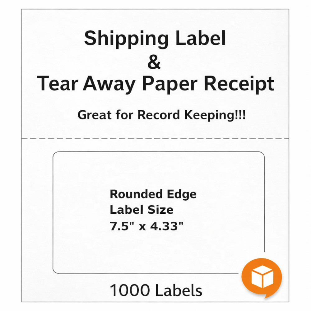 1000 Half Sheet Shipping Labels w/ Tear-Off Receipt | PayPal eBay Click-N-Ship