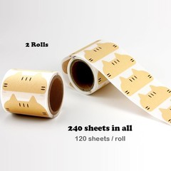 Cute Cat Name Stickers 2 Rolls Blank Brown Kraft Full Adhesive Sticky Notes 2…