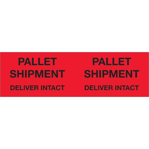Tape Logic Labels, “Pallet Shipment Deliver Intact”, 3″ x 10″, Fluorescent Red,