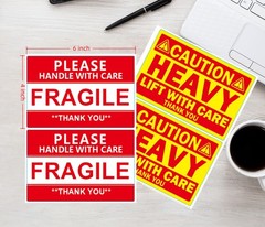 4×6 Inch Fragile Stickers and Heavy Sticker for Shipping, Moving Boxes. Stron…