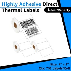 3Roll Replace Zebra 4×2 Barcode Shipping Label 750Labels/Roll Highly Adhesive