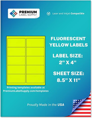Premium Label Supply Bright Neon Color Fluorescent Stickers – 2″ X 4″ Labels – (