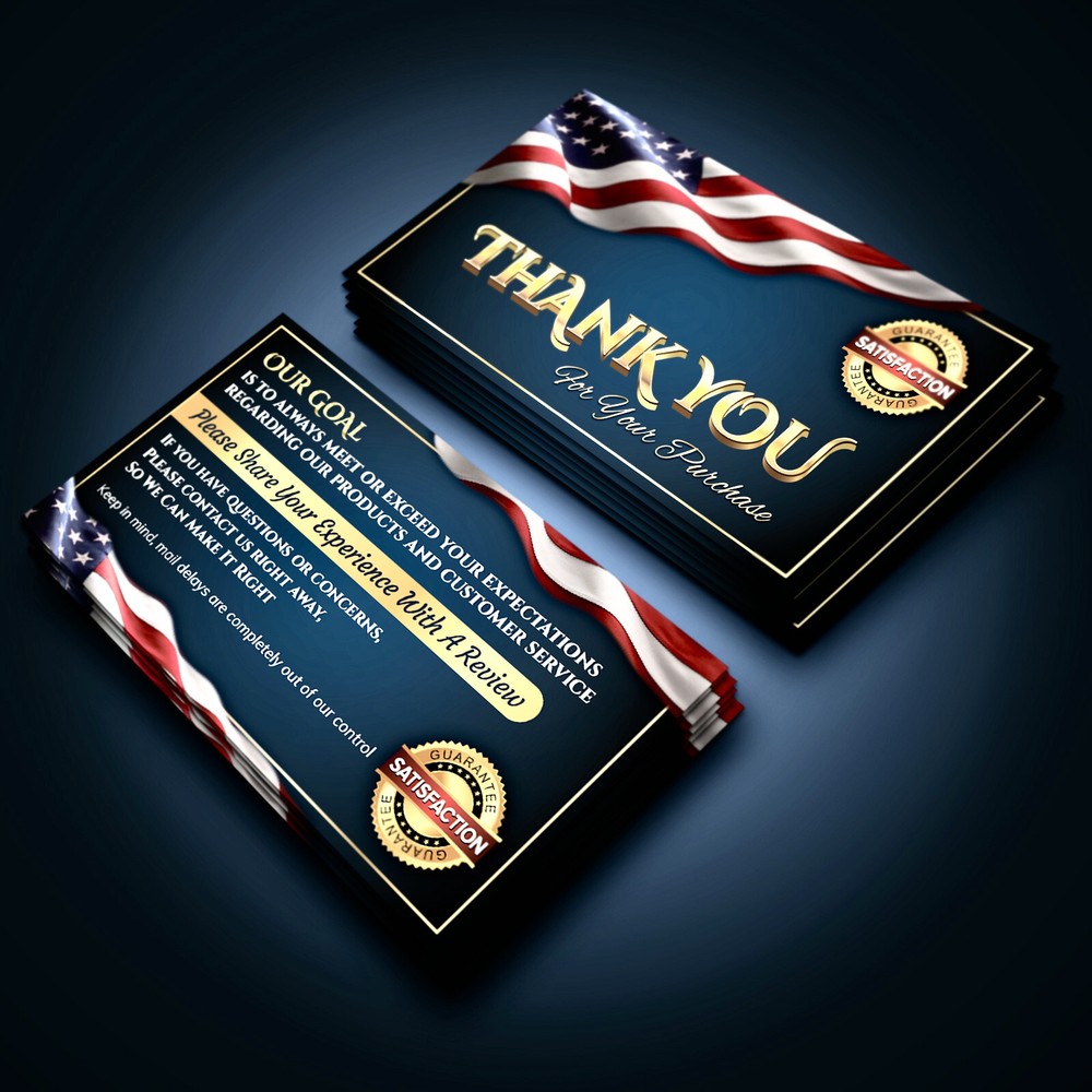 100 CLASSY Ebay Seller Thank You Business Note Cards,(Flag) Buy (2) get (1) FREE