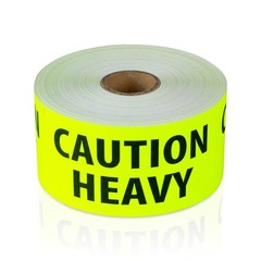Caution Heavy Labels (4 x 2 inch, Fluorescent Yellow – 900 Labels) Warning He…