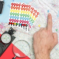 336PCS Map Location Marker Stickers Self Adhesive Travel Label Pins Craft Use