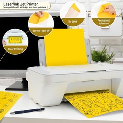 30 Fluorescent Yellow Full-Sheet Labels, 8-1/2″ x 11″ Neon Colored Self