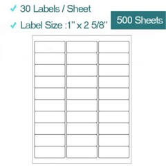 15000 Address Labels 500 Sheets Amazon FBA Labels 30 Per Sheet 30UP 1″ x 2 5/8″