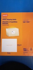 Staples White Shipping Labels 5168 100 400 Labels 3 1/2 x 4 inch