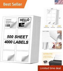 4000 Labels/500 Sheets Self Adhesive Name Tag Stickers, 8 Labels per Sheet, A…