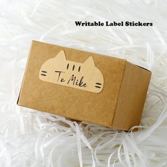 Cute Cat Name Stickers 2 Rolls Blank Brown Kraft Full Adhesive Sticky Notes 2…
