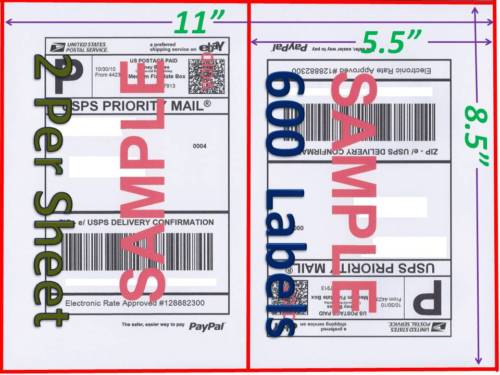 600 Self Adhesive Shipping Blank Labels 8.5×5.5 Paypal*