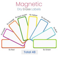 48 Pieces Magnetic Dry Erase Labels Real Waterproof/Reusable Strips for Clas…