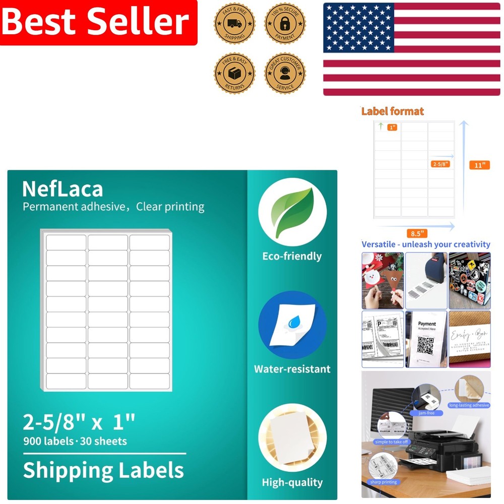 White Shipping Labels 30 Sheets 900 Count Printable Inkjet Laser Address Mailing