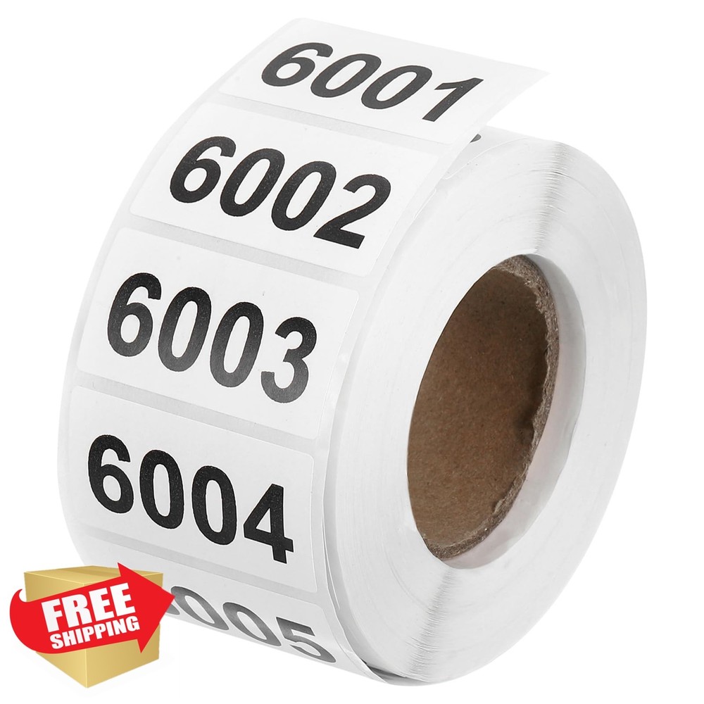 uxcell Consecutive Number Stickers, 6001-7000 Inventory Label Numbers Self Ad…