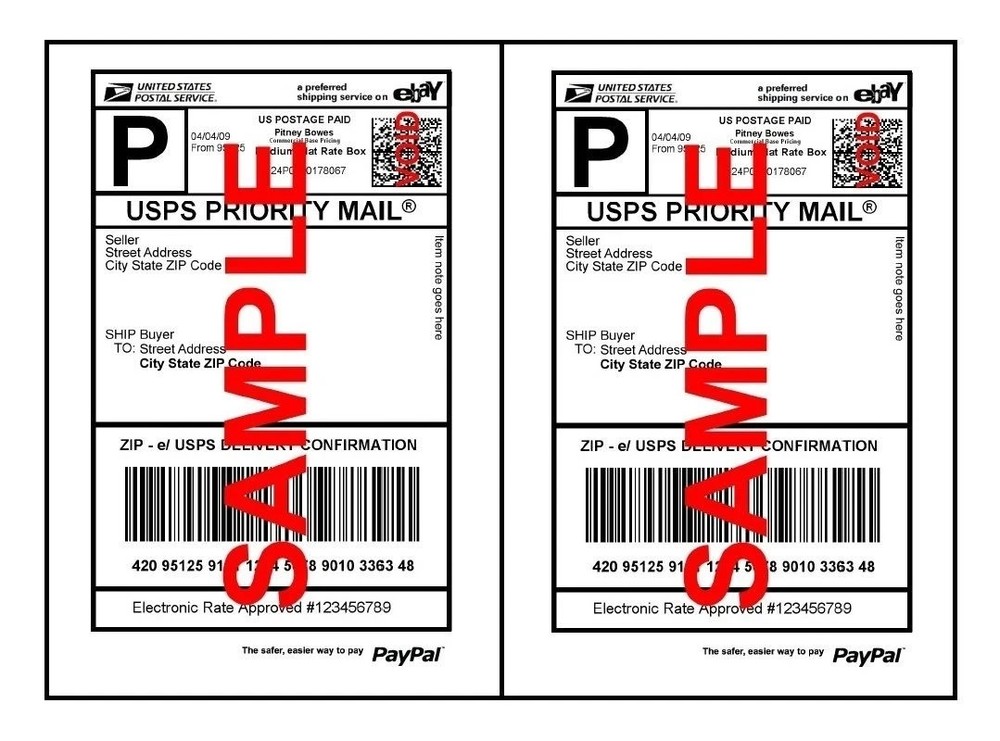 Self Adhesive white Paypal Mailing Shipping Labels Stickers