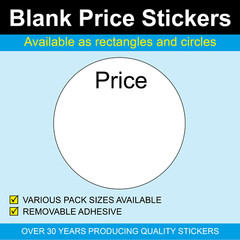 Circular Blank Price Stickers / Labels – A variety of sizes to choose from