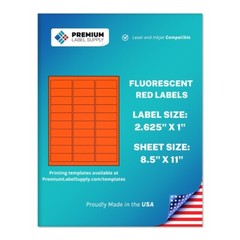 3000 Fluorescent Red 2.625″ x 1″ Neon Color Address Labels 30 per sheet