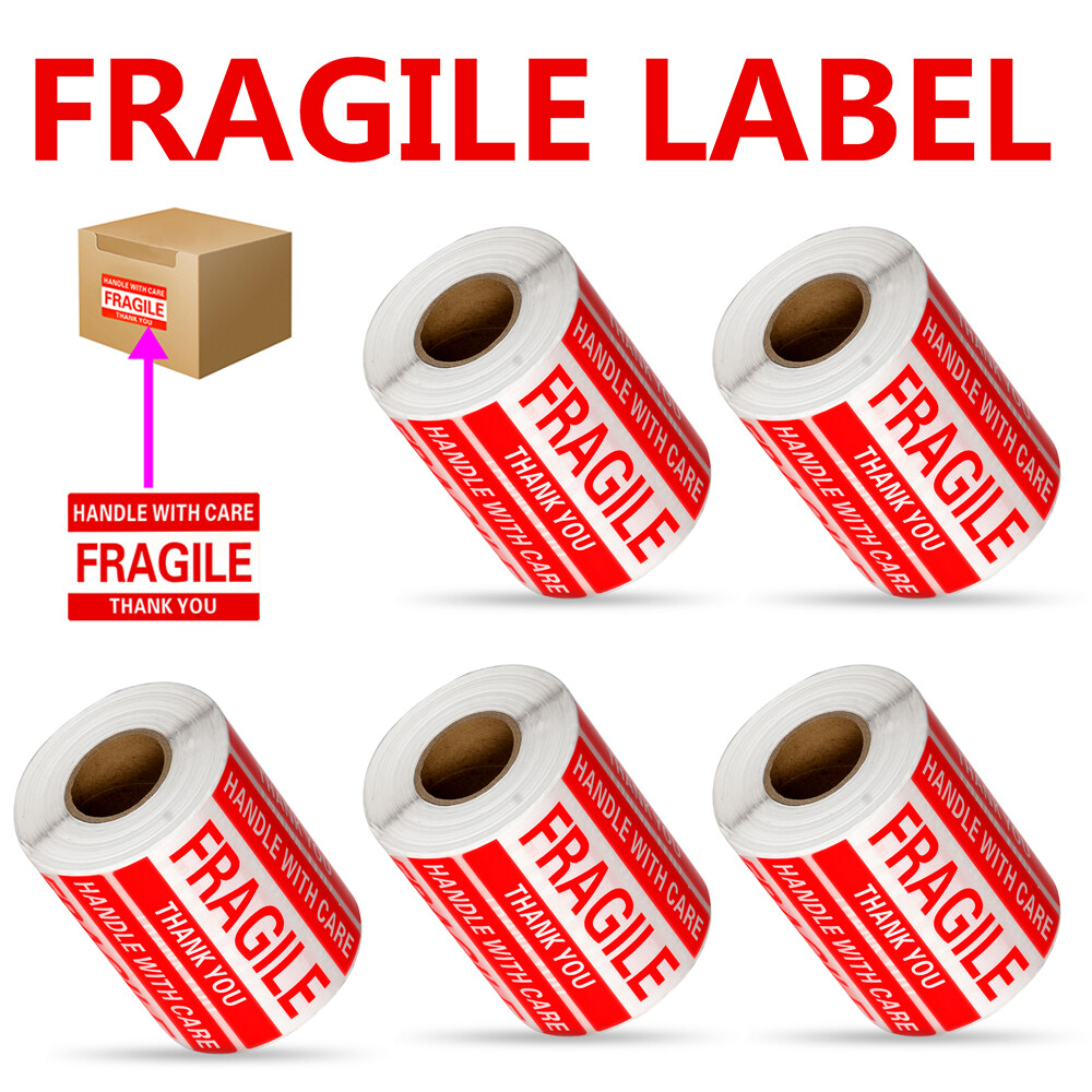 Fragile Stickers 5 Rolls 2500 2×3 Fragile Label Sticker Handle With Care Mailing