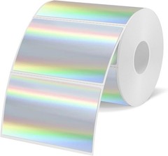 3×2 Inch Holographic Thermal Labels, Silver Thermal Sticker Labels, Rainbow G…