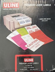 ULINE S-3847G 4X2″ FLR GREEN Premium Laser Labels 1000 Labels/Box *SEALED*