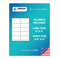 250 Premium 2″ x 4″ Self Adhesive Address Labels 10 per sheet * 10 up*