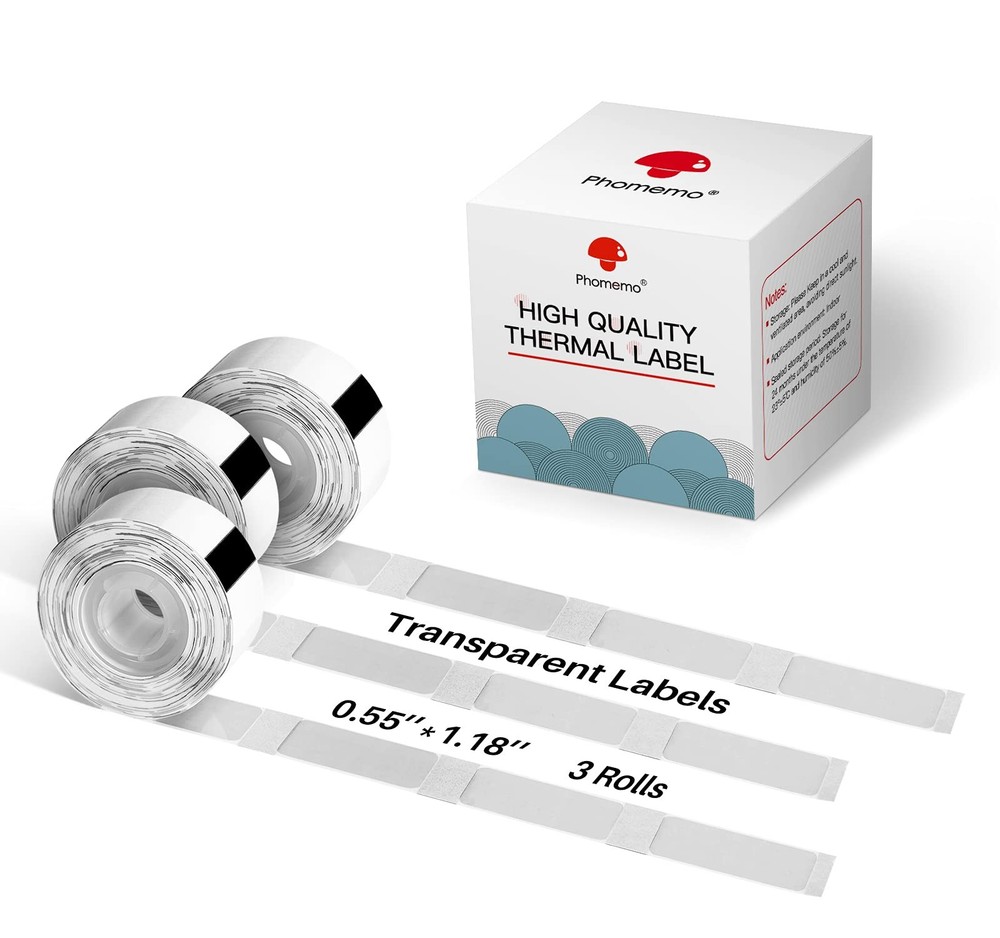 D30 Label, 3 Roll D30 Transparent Label,0.55″ x 1.18″ Adhesive Clear Thermal …