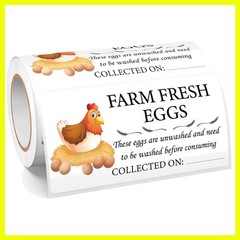 200 PCS Fram Fresh Eggs Carton Labels with Collection Date 4 × 2 Inches Vinyl…